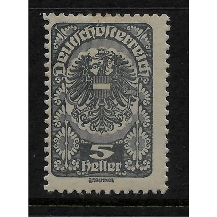 AUSTRIA 1919 REPUBLICAN ARMS 5H GREY SG 338 M MINT#