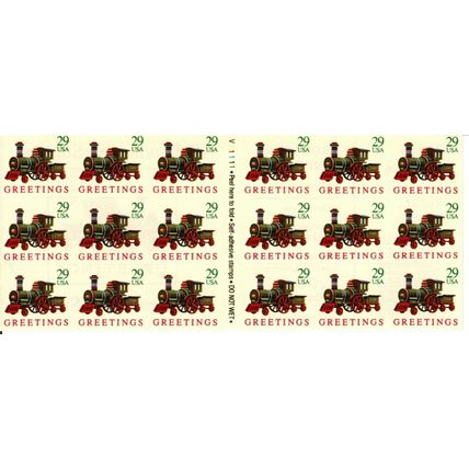 Holiday Toy Train Pane of Eighteen 29 Cent Postage Stamps Scott 2719a