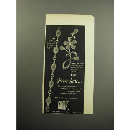 1957 Gump's Jewelry Ad - Green Jade