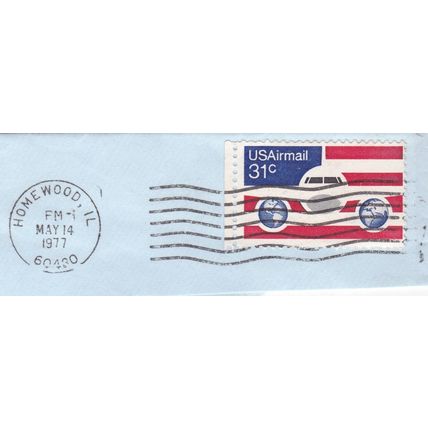 United States 1977 Homewood Illinois postmark on Air Mail 31c SG A1611 VGC