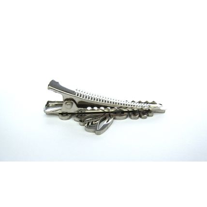 Shiny silver tone metal lotus flower alligator hair claw clip fine hair