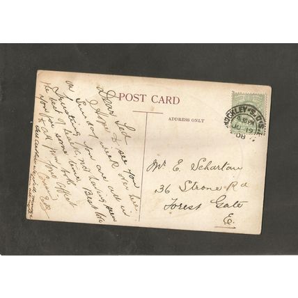 Genealogy Postcard Mr Edward Scharton 36 Stone Road Forest Gate London 1908