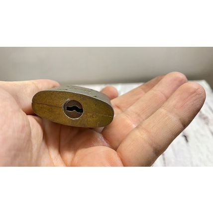 Vintage Lock with Key Old Case ,Vintage Salvage Walsco, Antique Padlock, Solid m