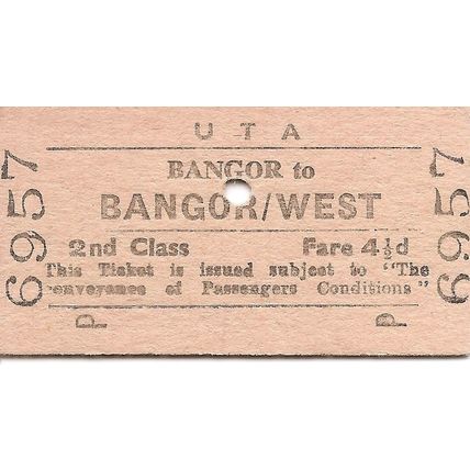 U.T.A. Edmondson Ticket - Bangor to Bangor West