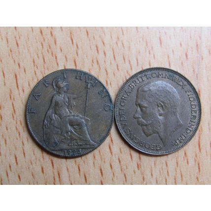 GB 1923 George V Farthing Coin