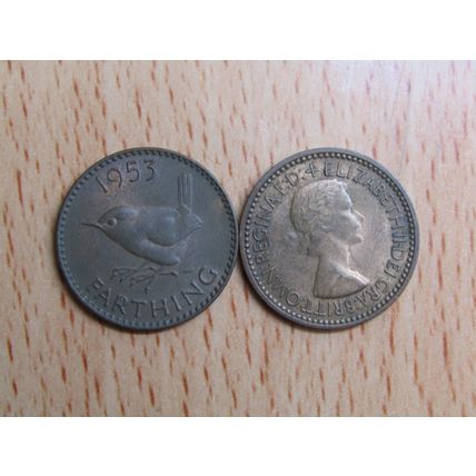 GB 1953 Elizabeth II Wren Farthing Coin