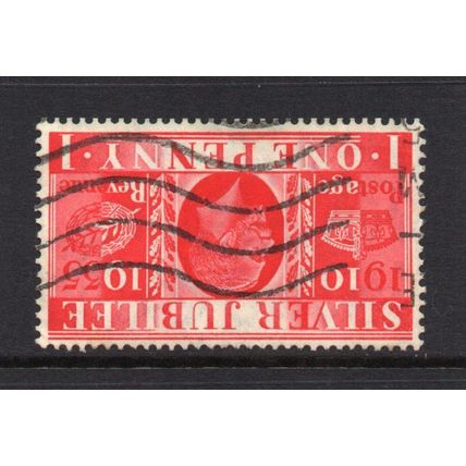 George V - 1935 - 1d Scarlet (Silver Jubilee) (sg454wi) Inverted Watermark, Used