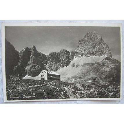 1930 postcard Karwendel, Lamsenhutte