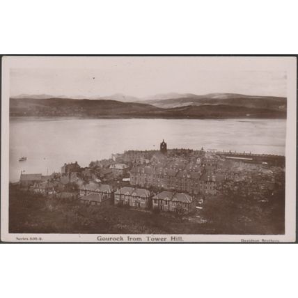 Gourock from Tower Hill, Renfrewshire, 1909 - Davidson RP Postcard