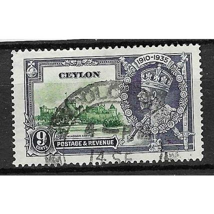 CEYLON 1935 GEORGE V SILVER JUBILEE 9c VALUE USED SG380