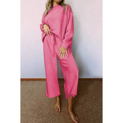 Strawberry Pink Ultra Loose Textured 2pcs Slouchy Outfit