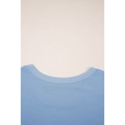 Sky Blue Solid Color Pocketed Raw Edge Babydoll Dress