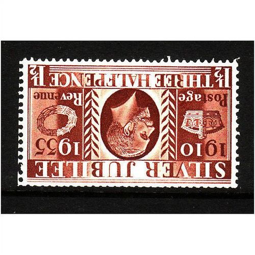 GREAT BRITAIN 1935 GEORGE V SILVER JUB SG455i 1 1/2d RED BROWN WMK INVT MM #3