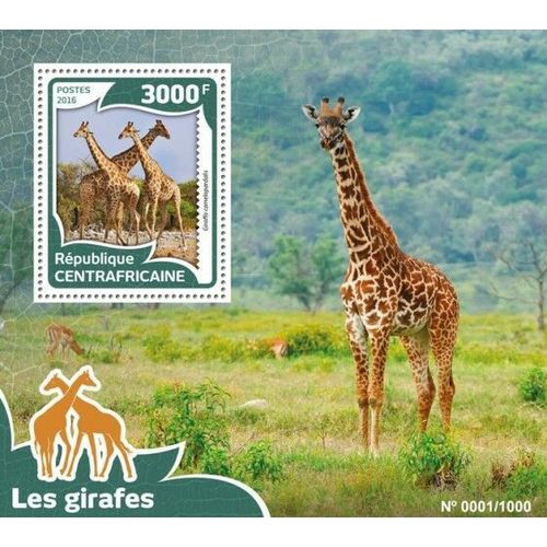 CENTRAL AFRICA 2016 SHEET MNH GIRAFFES GIRAFES GIRAFFEN GIRAFAS WILDLIFE 1A
