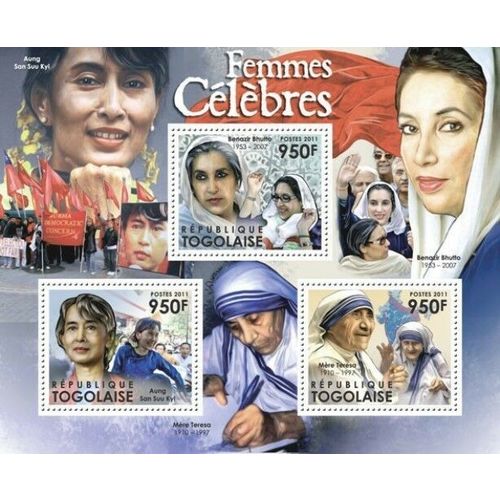 TOGO 2011 SHEET MNH FAMOUS WOMEN FEMMES CELEBRES MOTHER TERESA NOBEL PRIZE 1