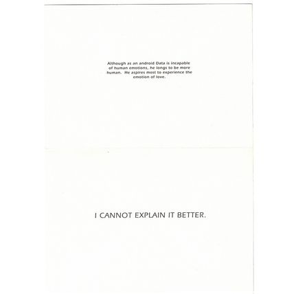 STAR TREK THE NEXT GENERATION ' GREETING ' card DATA (1992)