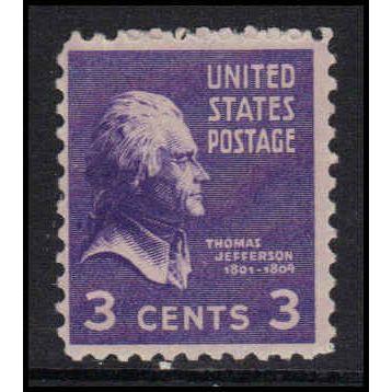 807 3c Thomas Jefferson Barely Clears MMH U2292