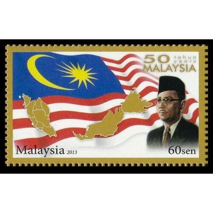 50 Years Malaysia 2013 Prime Minister Tunku Rahman Flag (stamp) MNH