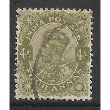 INDIA 1911 4a OLIVE GREEN SG 175 FINE USED#3