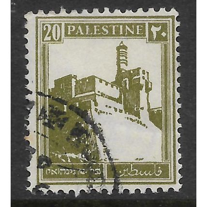 PALESTINE 1927 20M OLIVE CITADEL JERUSALEM SG 99 FINE USED#2