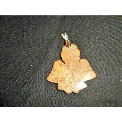 Hand carved picture jasper guardian angel pendant with necklace D healing