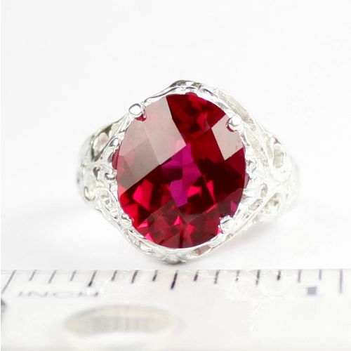 Created Ruby, 925 Sterling Silver Ring, SR114
