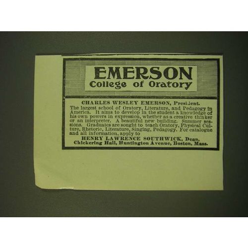1902 Emerson College of Oratory Ad - Emerson College of Oratory