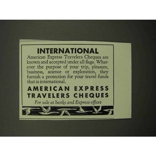 1933 American Express Travelers Cheques Ad