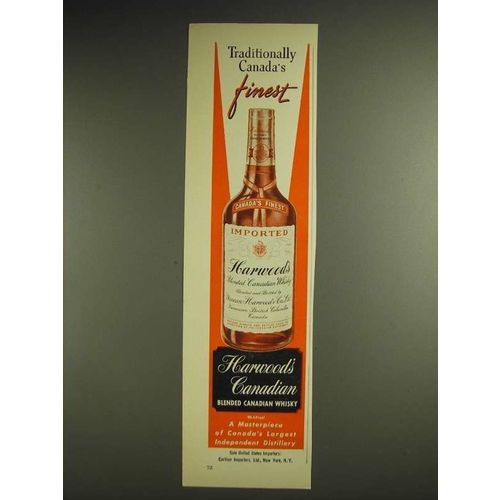 1948 Harwood's Canadian Whisky Ad - Traditionally Canada's finest
