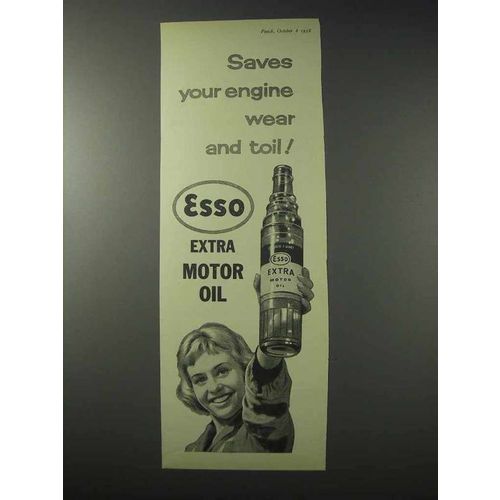 1958 Esso Extra Motor Oil Ad - Saves Your Engine