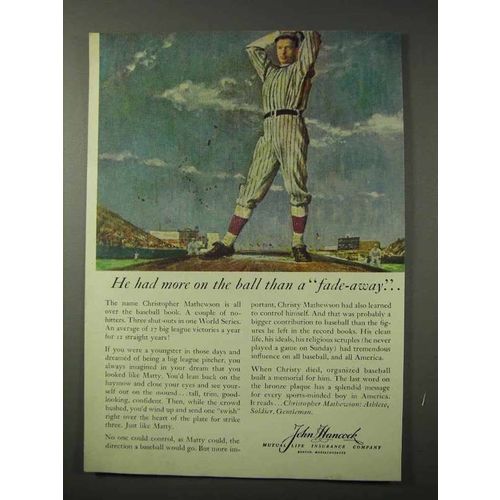 1958 John Hancock Insurance Ad - Christy Mathewson