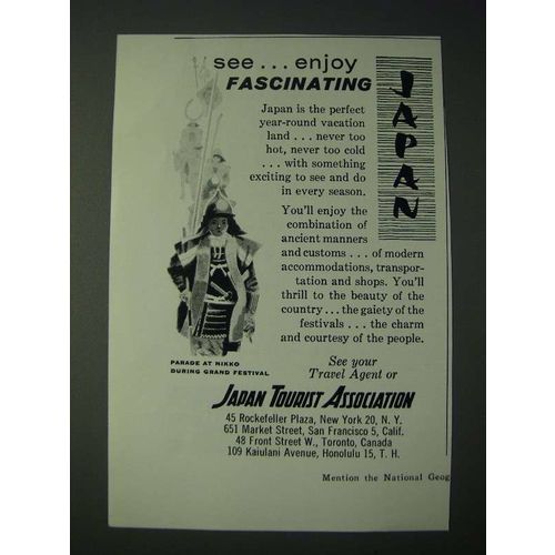 1958 Japan Tourist Association Ad - SeeÉ Enjoy Fascinating