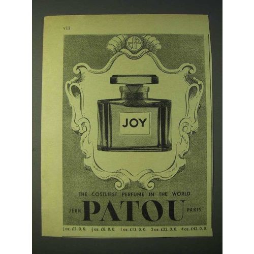 1958 Jean Patou Joy Perfume Ad - The Costliest Perfume in the World