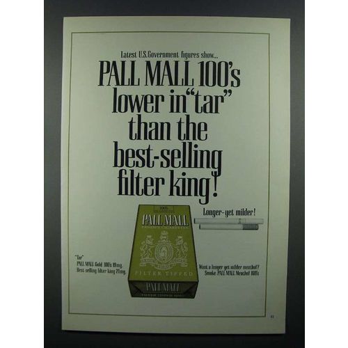 1970 Pall Mall Cigarette Ad - Lower in Tar Than Filter