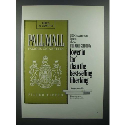 1970 Pall Mall Cigarette Ad - Lower In Tar Than King