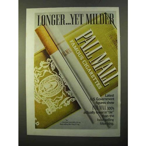 1970 Pall Mall Cigarettes Ad - Longer Yet Milder