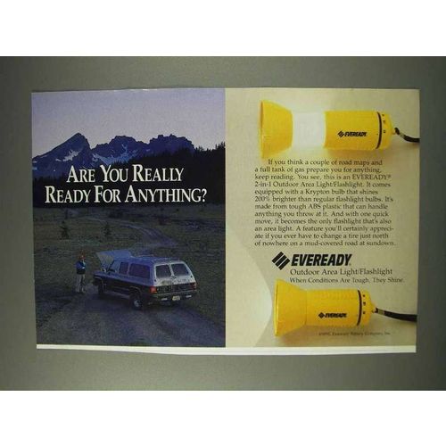 1991 Eveready Outdoor Area Light/Flashlight Ad - Ready?