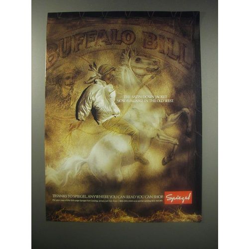 1990 Spiegel Fashion Ad - The Satin Down Jacket. Now available in the old west