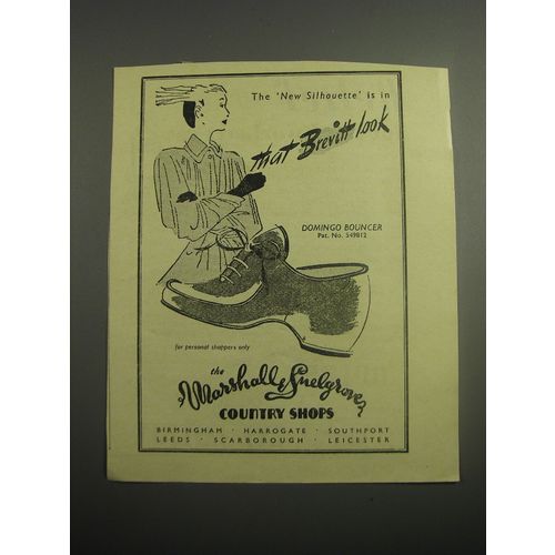1948 Marshall & Snelgrove Domingo Bouncer Shoes Ad - The new silhouette