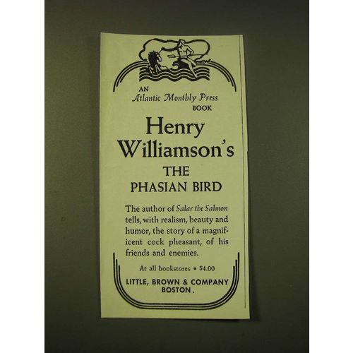 1951 Little, Brown & Company Ad - Henry Williamson's The Phasian Bird