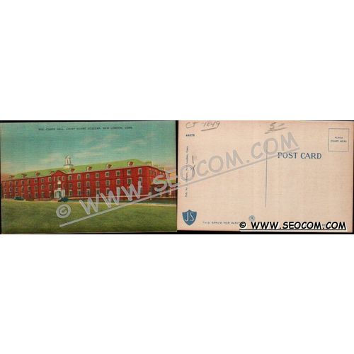 CT New London Postcard Chase Hall Coast Guard Academy w/Old Cars ct_box4~1848