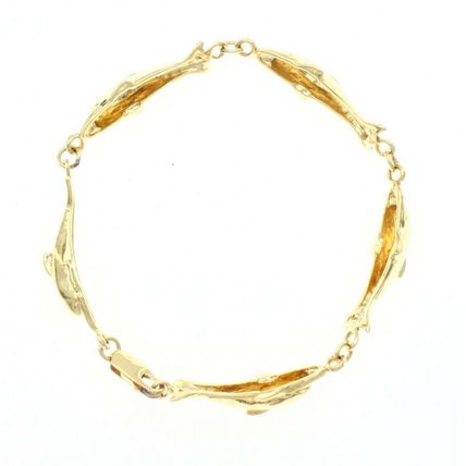 New Real Solid 14 K Yellow Gold Rare Dolphin Bracelet 7 Inch long 11.5 Grams