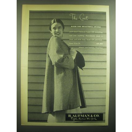 1945 B. Altman & Co. Coat Ad - The Coat with the beautiful swing