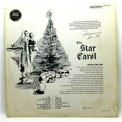 1958 Tennessee Ernie Ford The Star Carol Sing His Christmas LP Vinyl Record Vtg