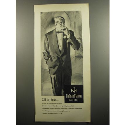 1951 Neiman-Marcus Men's Store Dinner Suit Ad - Silk at Dusk