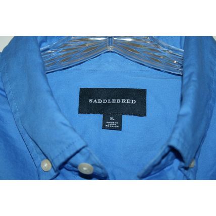 Saddlebred NWT Blue Classic Fit 100% Cotton Long Sleeve Button Front Shirt Sz XL