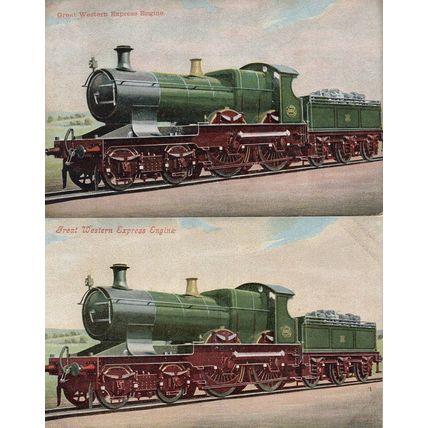 Great Western Express Engine Train 2x Antique Valentines Postcard s
