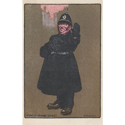 Leicester Policeman Granby Street Antique Postcard