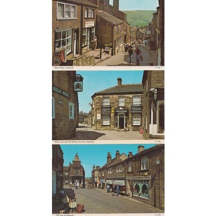 The White Lion Inn Pub + Top Of Street Haworth Craft Shop 3x Mint 70s Postcard s