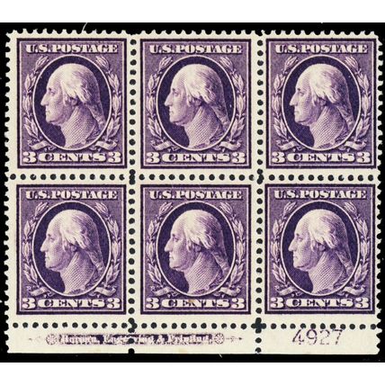 333, Mint LH VF 3¢ Plate Block of Six - RARE Plate! - Stuart Katz